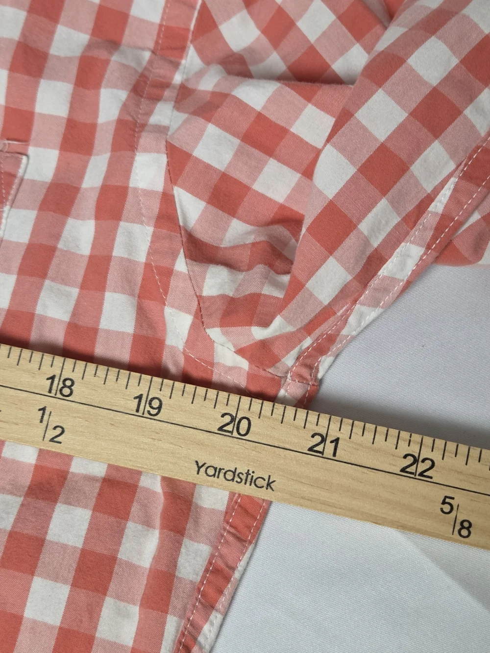 J. Crew Coral and White Gingham Button-Down Shirt Medium